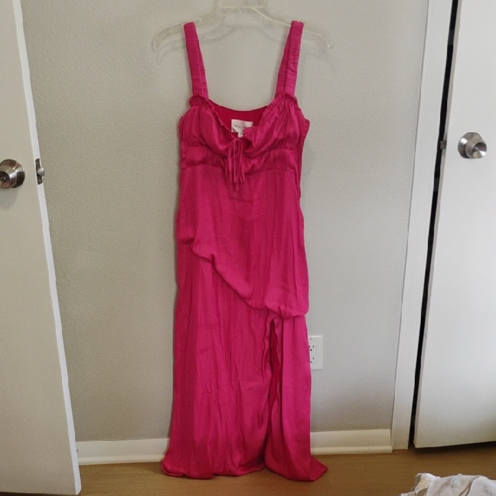 Line & Dot Vibrant Pink Maxi Dress